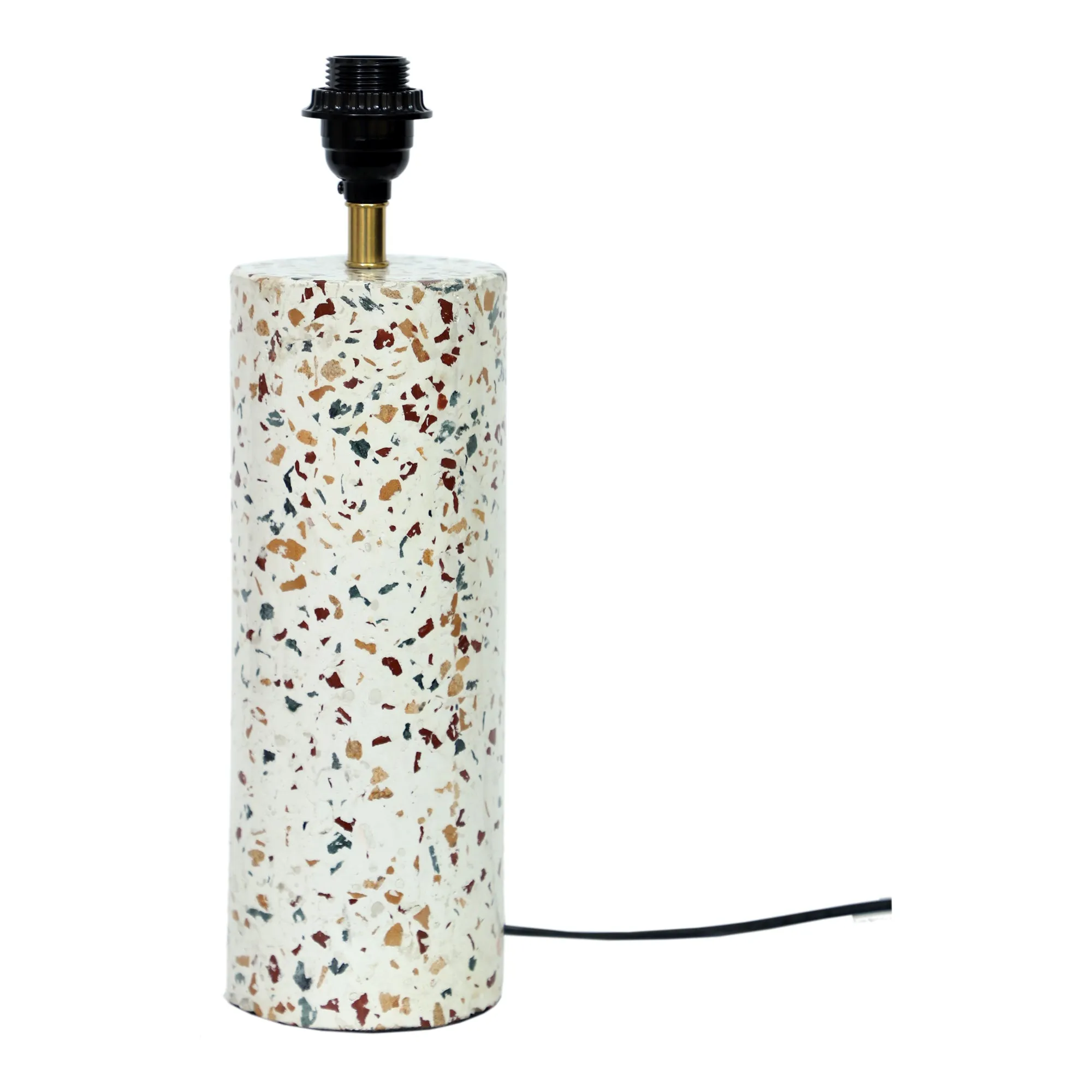 Artisanal Marble & Brass Cylinder Table Light