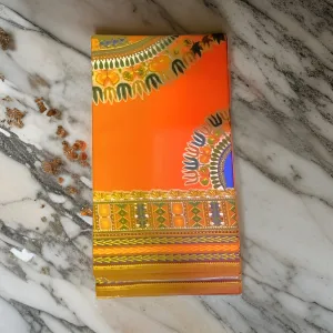 Authentic African Orange Dashiki Print Fabric (12 yards)