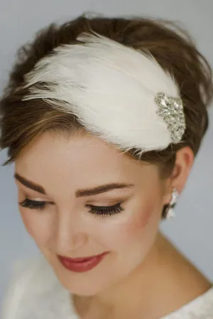Ava Crystal and Feather Deco Wedding Headband