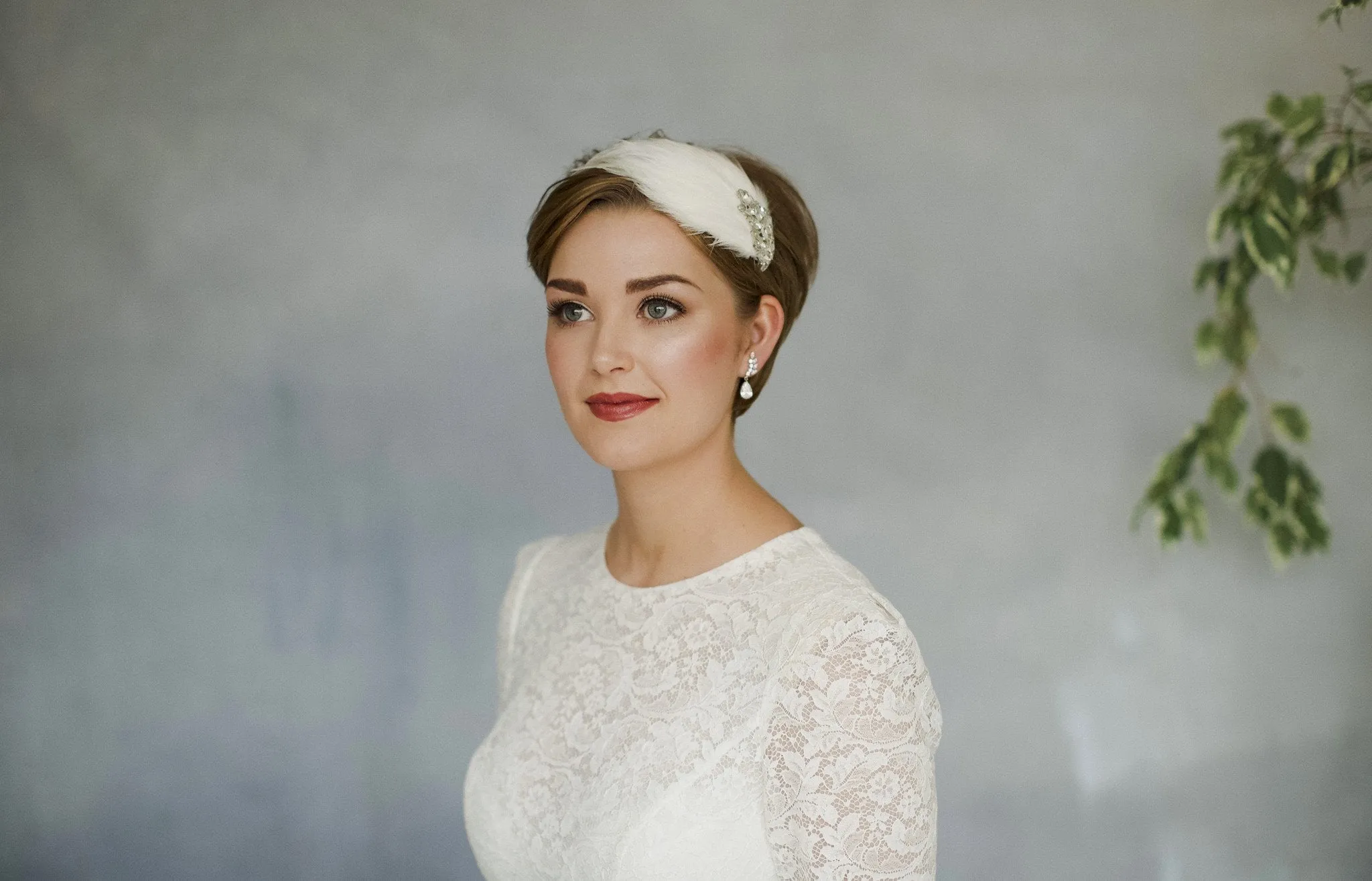 Ava Crystal and Feather Deco Wedding Headband