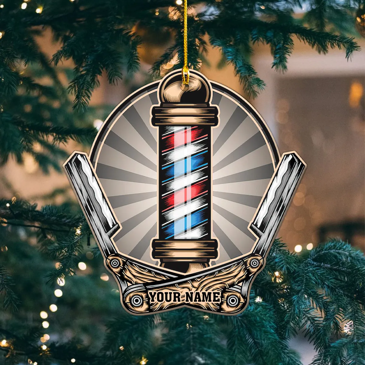 Barber Logo Barber Shop Custom Shaped Ornament Christmas Gift For Barber