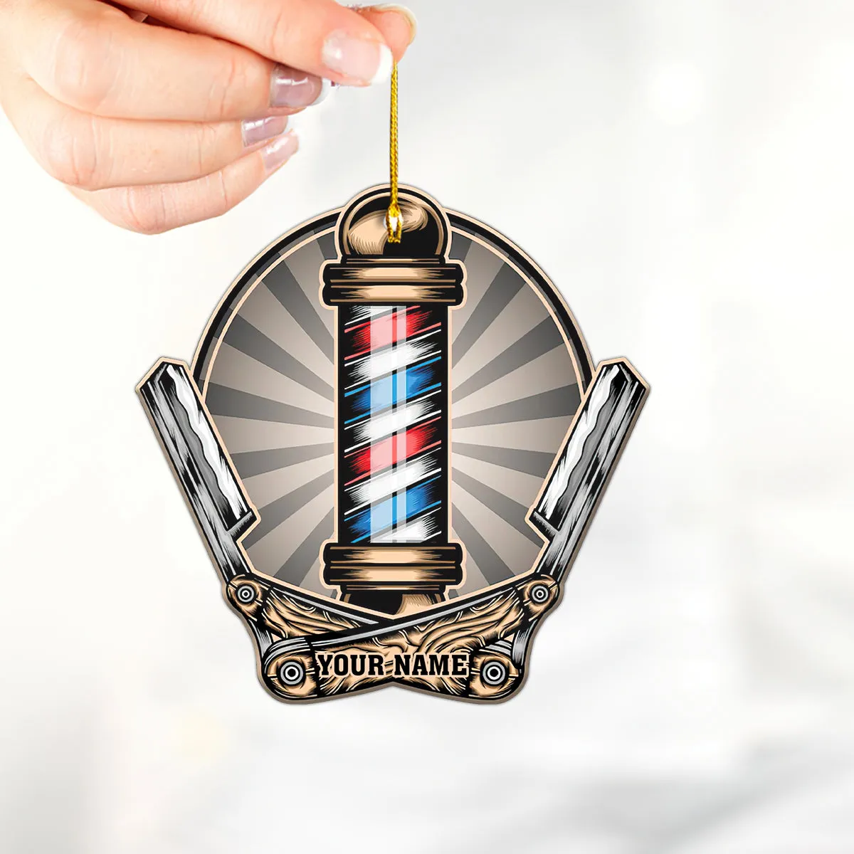 Barber Logo Barber Shop Custom Shaped Ornament Christmas Gift For Barber