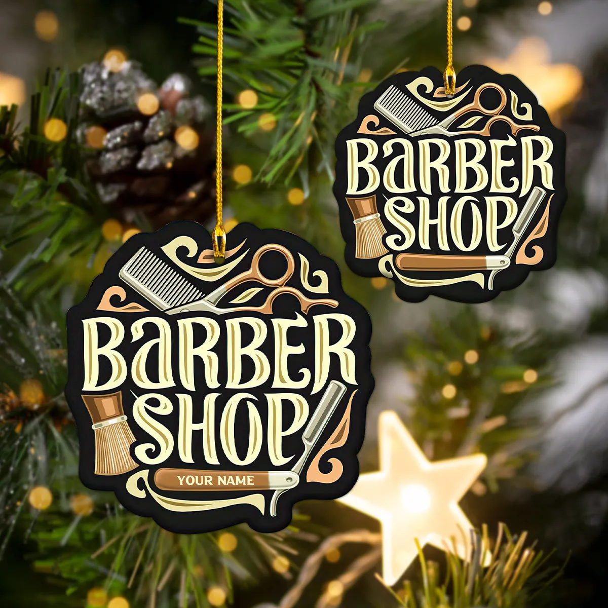 Barber Shop Custom Shaped Ornament