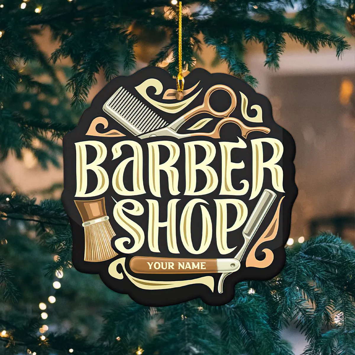 Barber Shop Custom Shaped Ornament