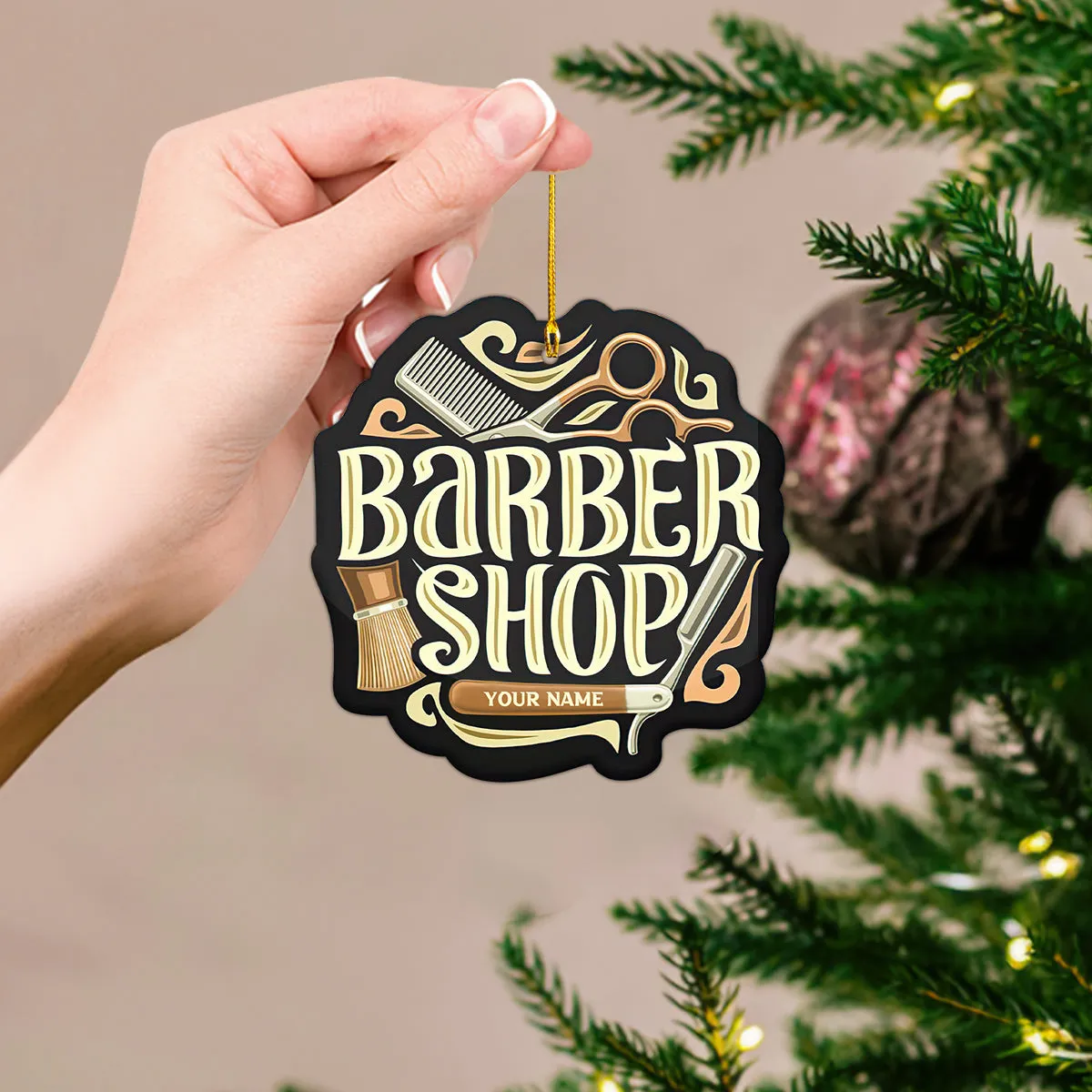 Barber Shop Custom Shaped Ornament