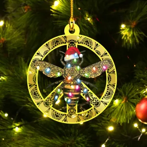 Bee - Hippie - Custom Shaped Ornament 04
