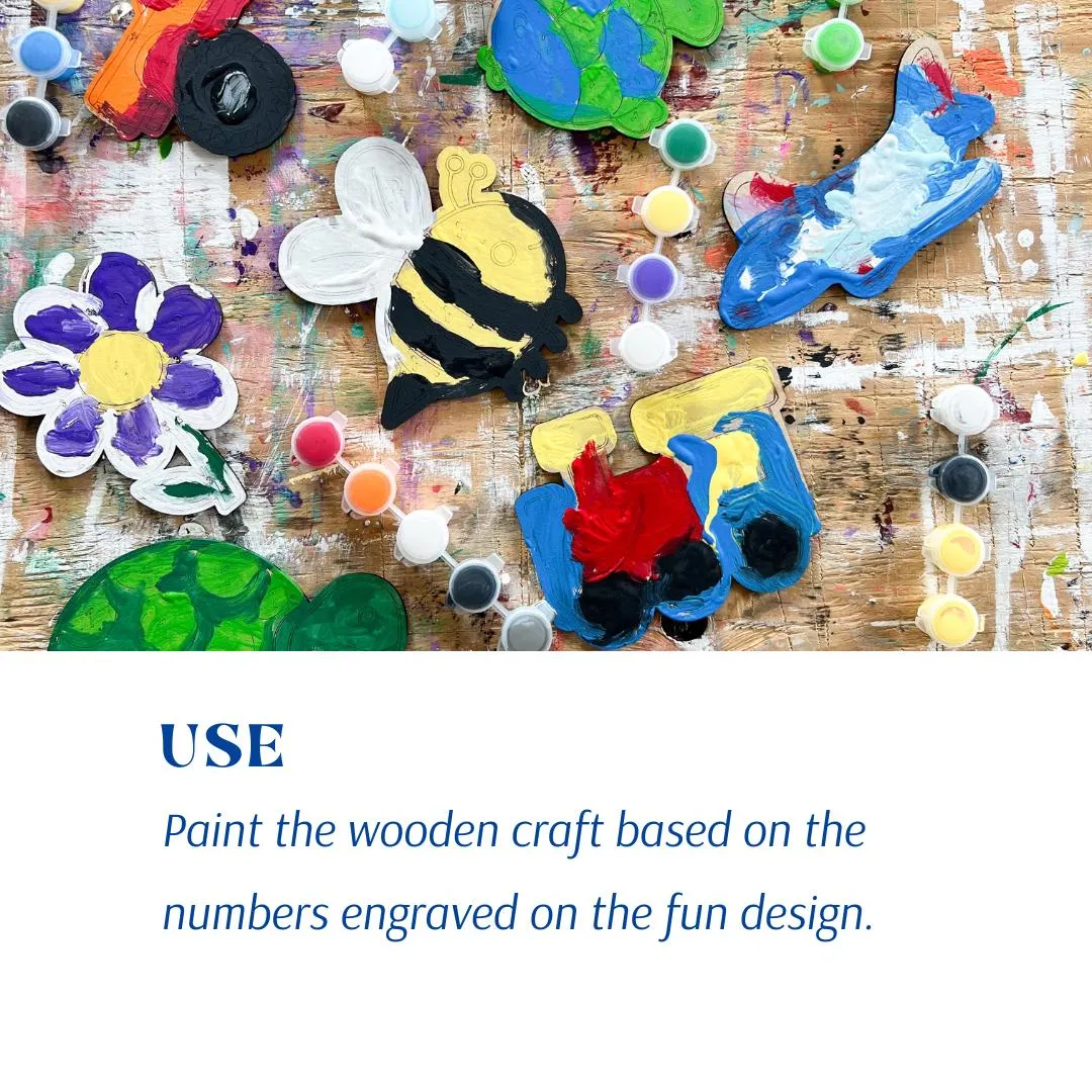 Bee Painting by Numbers Unpainted Wood Make Your Own Sign,  Craft Kits for Kids, Bumblebee Birthday Party Favor
