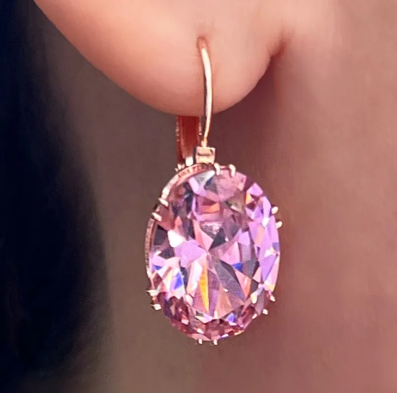 bella rosa oval  CZ earrings
