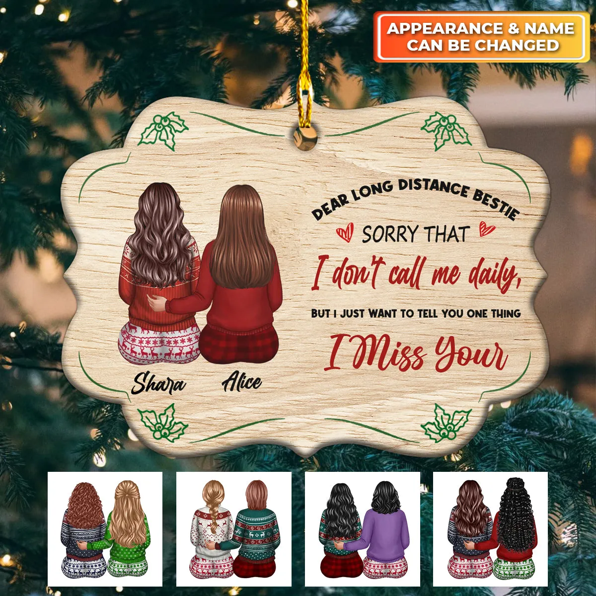 Bestie Long Distance Relationship Gift I Miss You Personalized Circle Ornament Christmas Gift For Bestie