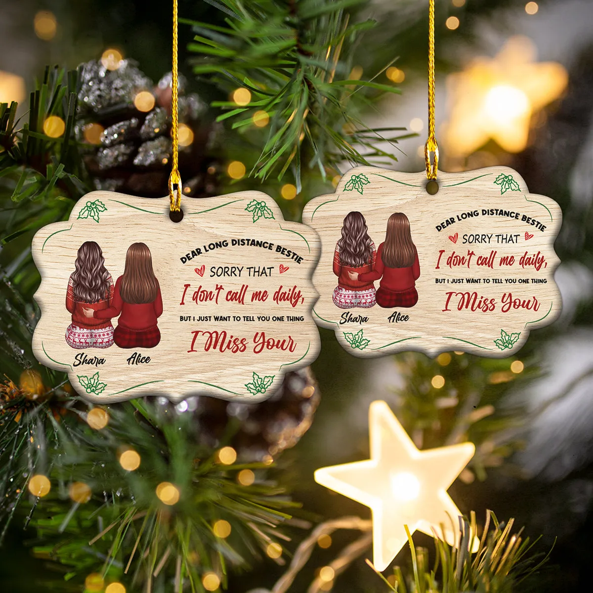 Bestie Long Distance Relationship Gift I Miss You Personalized Circle Ornament Christmas Gift For Bestie
