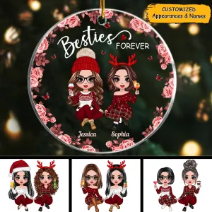 Besties Forever Floral Wreath Personalized Christmas Ornament