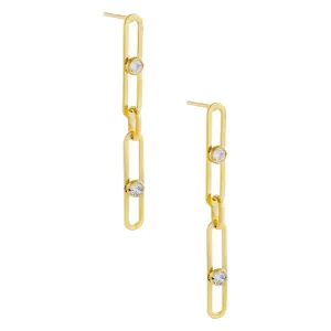 Bezel X Link Drop Stud Earring