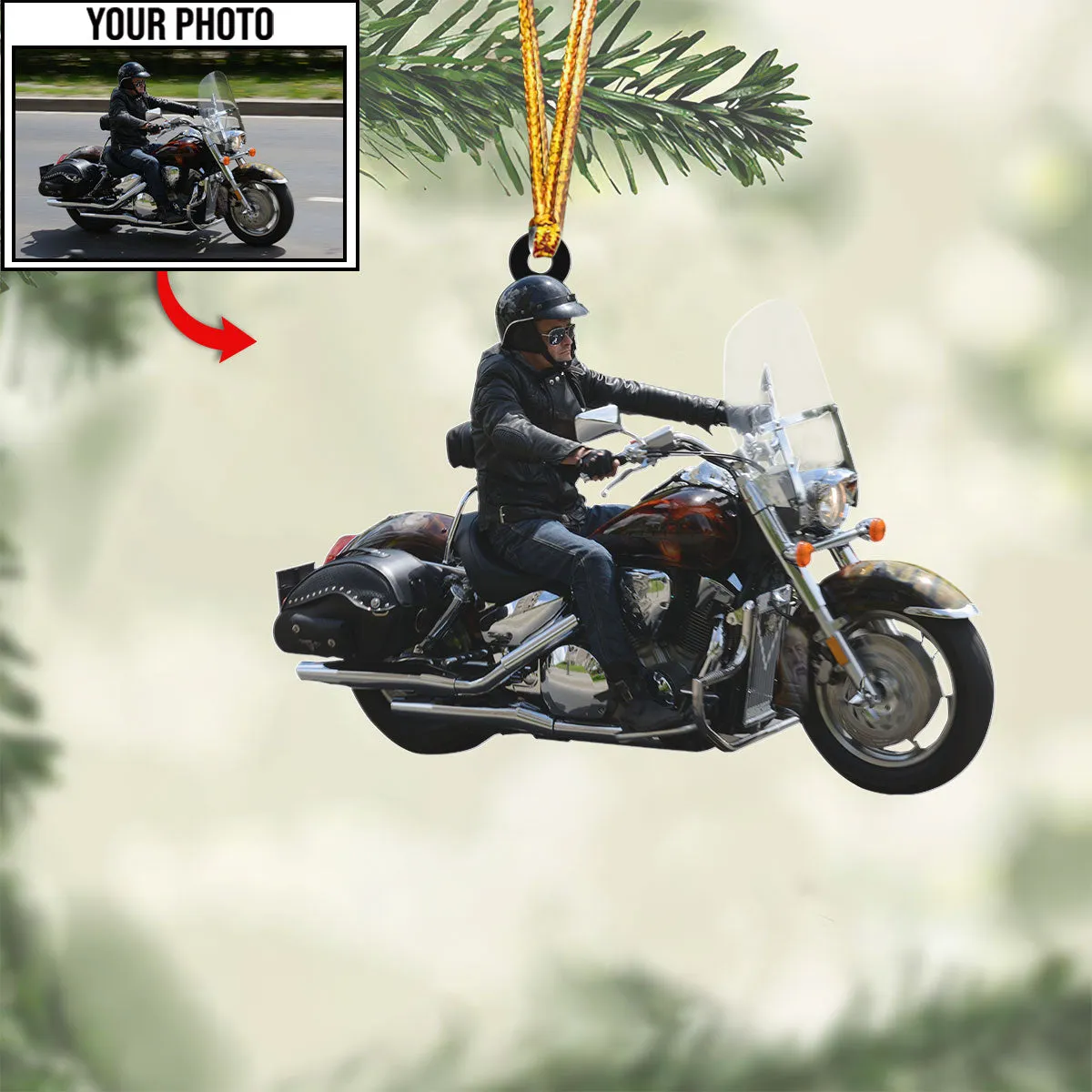 Biker Shaped Custom Photo Ornament