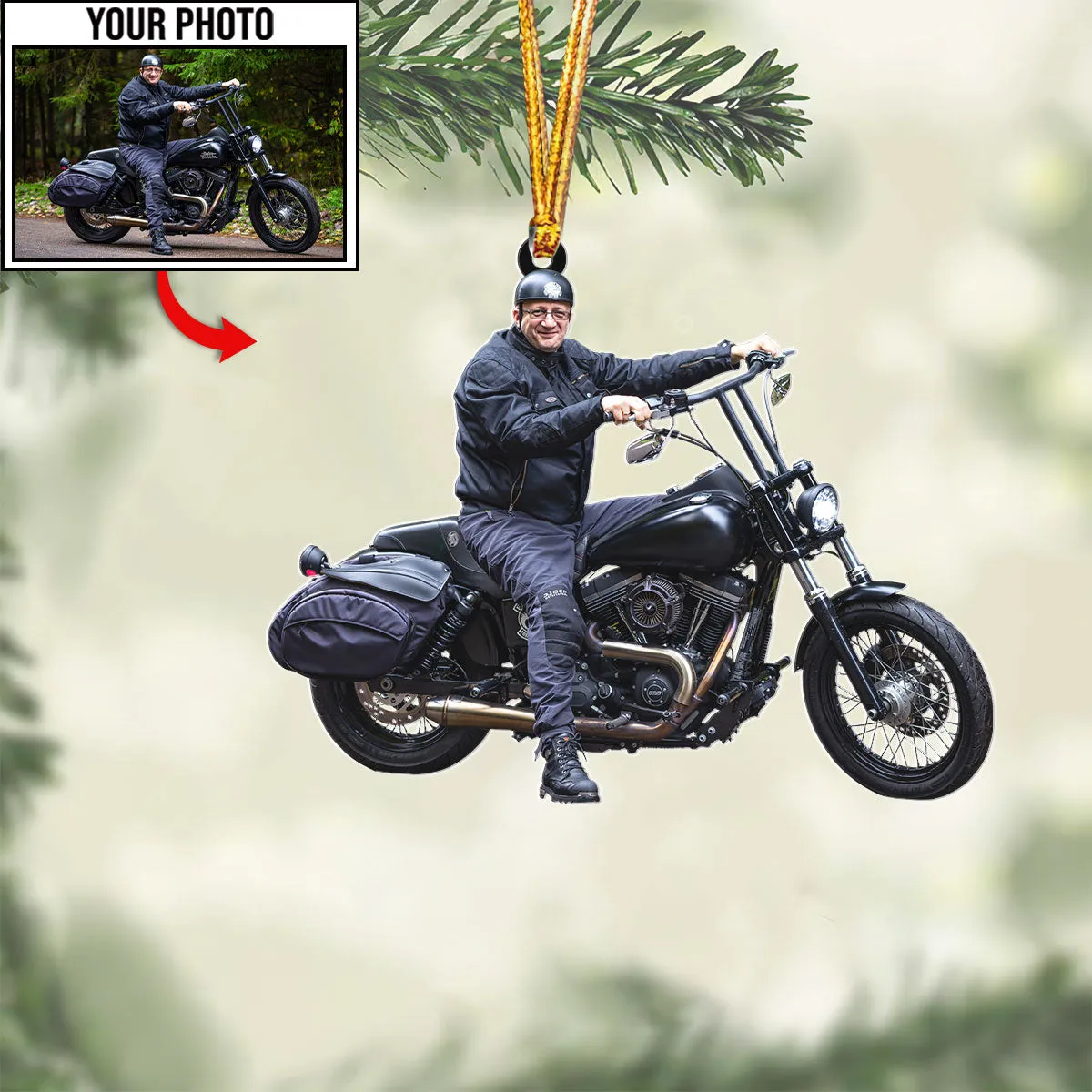 Biker Shaped Custom Photo Ornament