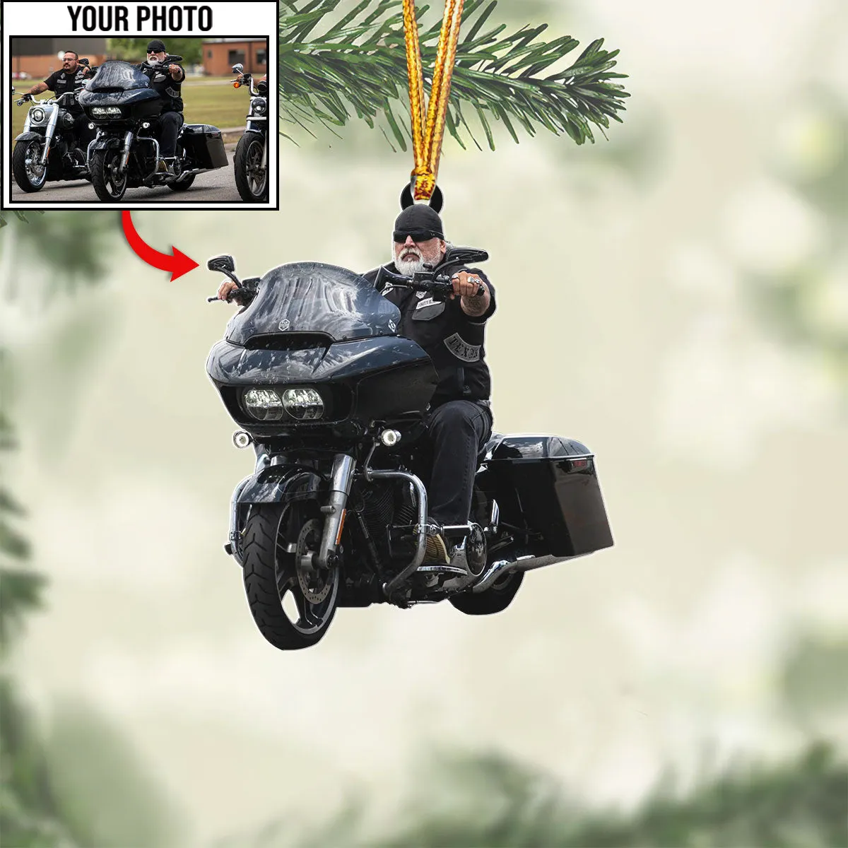 Biker Shaped Custom Photo Ornament