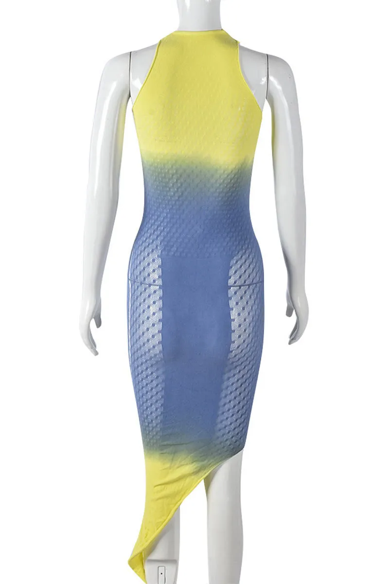 BK698 Sleeveless Cut Out Tie-Dye Mini Dress