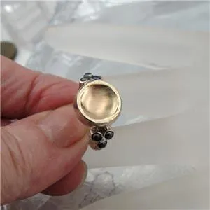 Black Pearl Ring 9k Yellow Gold,Silver.  Handmade Hadar Designers