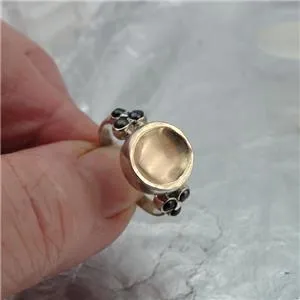 Black Pearl Ring 9k Yellow Gold,Silver.  Handmade Hadar Designers
