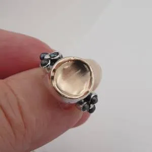 Black Pearl Ring 9k Yellow Gold,Silver.  Handmade Hadar Designers
