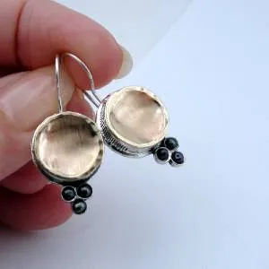Black Pearl Ring 9k Yellow Gold,Silver.  Handmade Hadar Designers