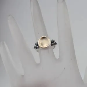 Black Pearl Ring 9k Yellow Gold,Silver.  Handmade Hadar Designers