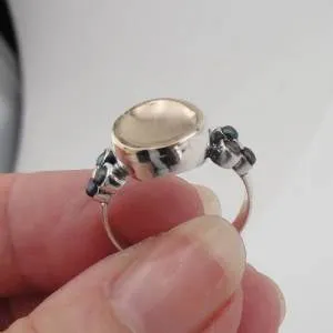 Black Pearl Ring 9k Yellow Gold,Silver.  Handmade Hadar Designers
