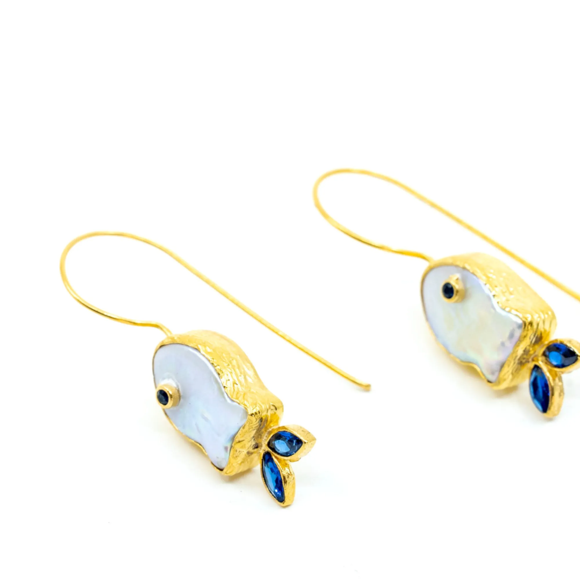 Blue and Gold Dangling Fish Earring