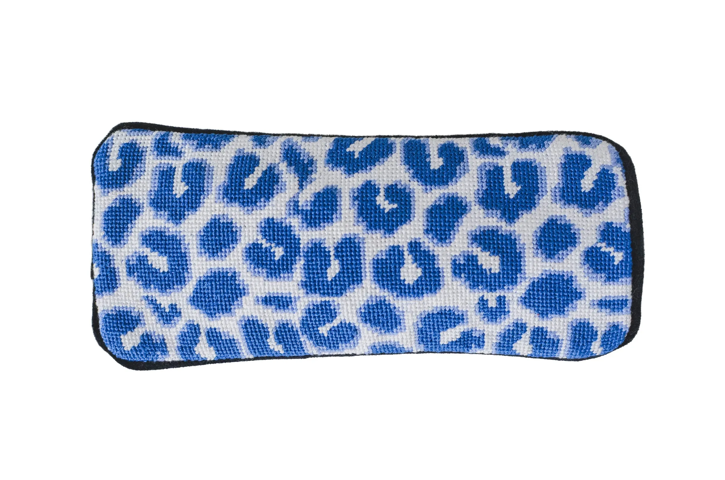 Blue Cheetah Print Needlepoint Sunglass Case