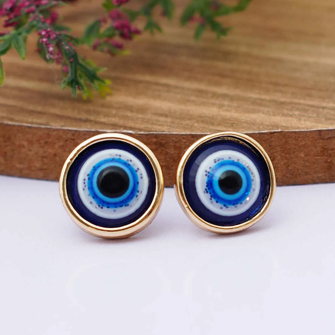 Blue Evil Eye Stud Earrings