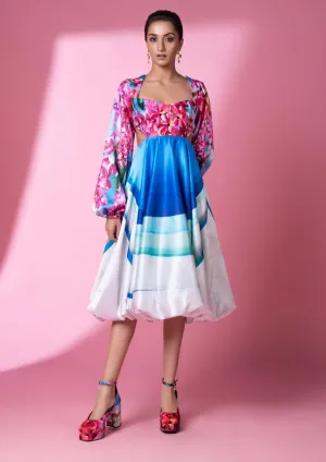 Blue murano glass art embroidered dress