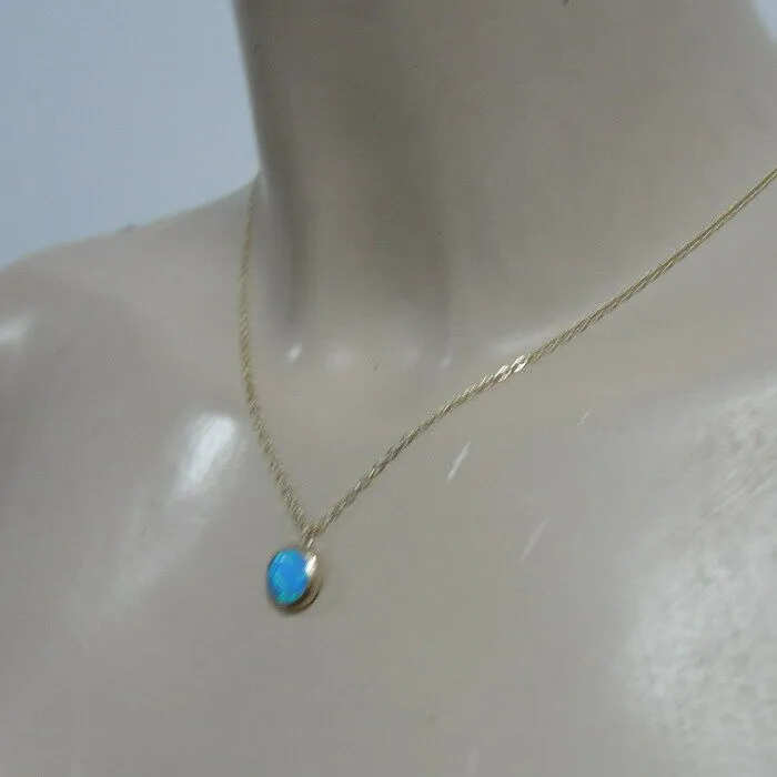 Blue opal Pendant 14k Yellow Gold Filled Handmade Modern Classy Hadar Designers (V