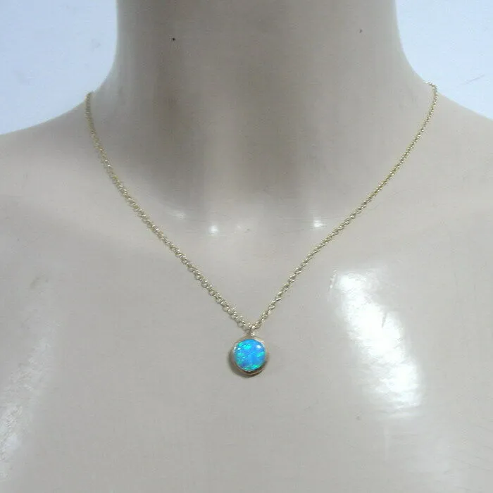 Blue opal Pendant 14k Yellow Gold Filled Handmade Modern Classy Hadar Designers (V