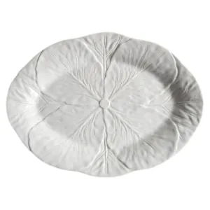 Bordallo Pinheiro Cabbage Ceramic Oval Platter, Cream
