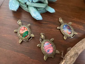 Bronze Turtle Aura Gem key ring