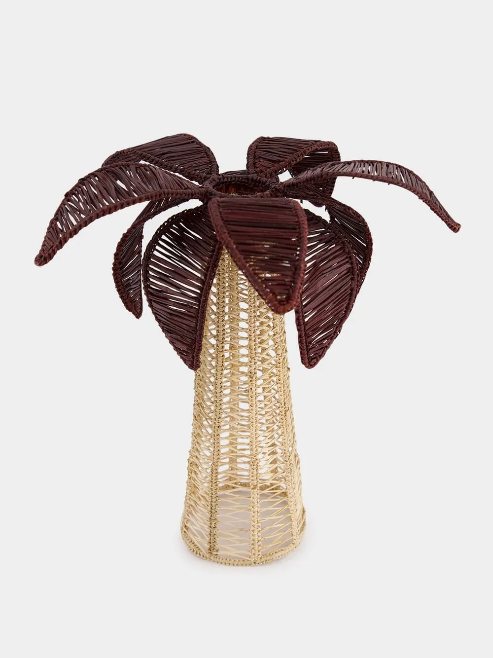 Burgundy Palm Tree Iraca Large Candle Holder