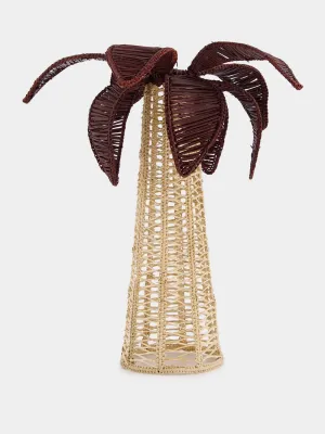 Burgundy Palm Tree Iraca Large Candle Holder