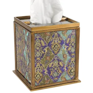 Cabra Reverse Painting Glass Tissue Holder