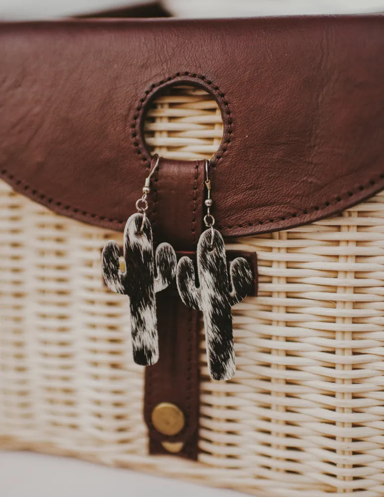 Cactus Cowhide Earrings