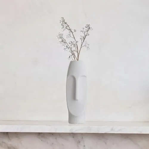 CALANDIS™ Face Vase Indoor Minimalist Abstract Decoration Desk Bud Vase Porcelain Vase White L | Vases | Home D?©cor