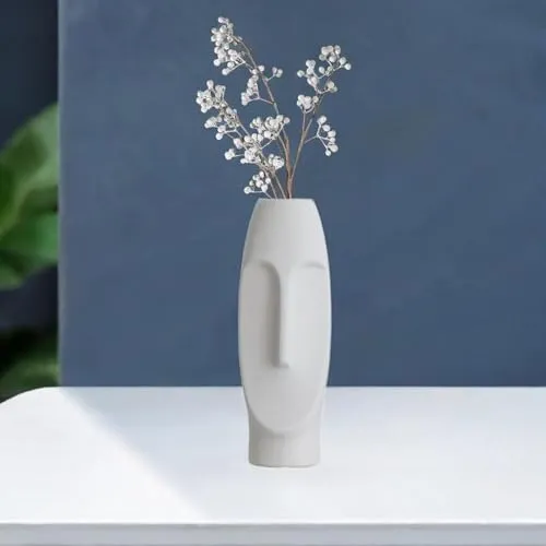 CALANDIS™ Face Vase Indoor Minimalist Abstract Decoration Desk Bud Vase Porcelain Vase White L | Vases | Home D?©cor