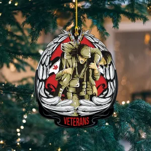 Canada Army Veterans Holding Friends During War Shaped Ornament