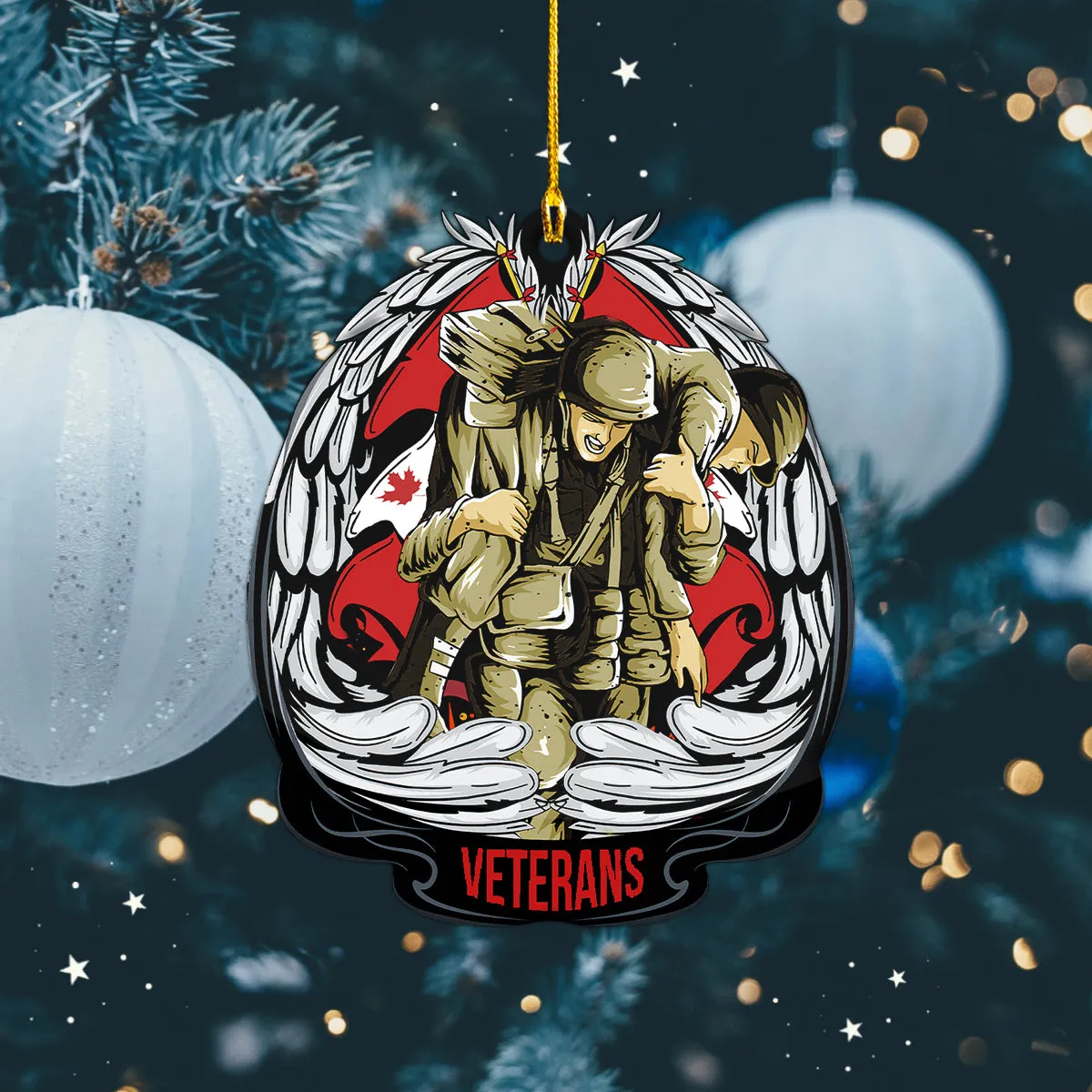 Canada Army Veterans Holding Friends During War Shaped Ornament