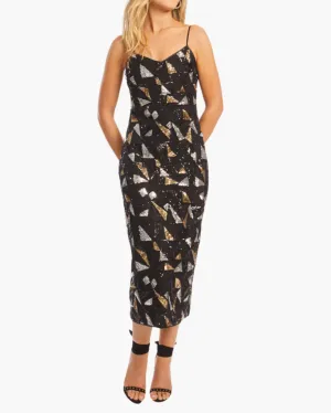 CAROLTA DRESS IN PRECIOUS METAL GEO