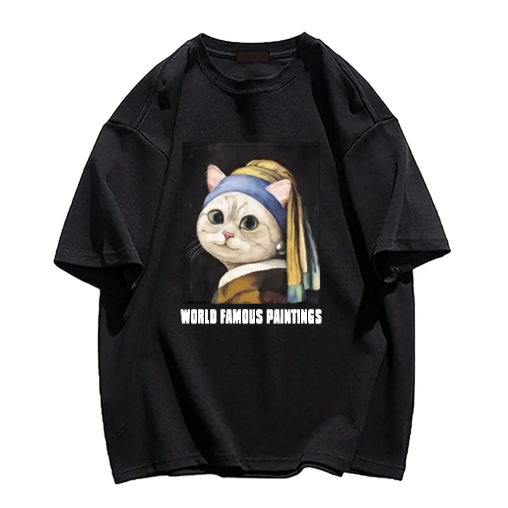 Cat With Pearl Earrings T-shirt