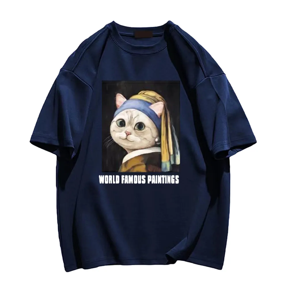 Cat With Pearl Earrings T-shirt