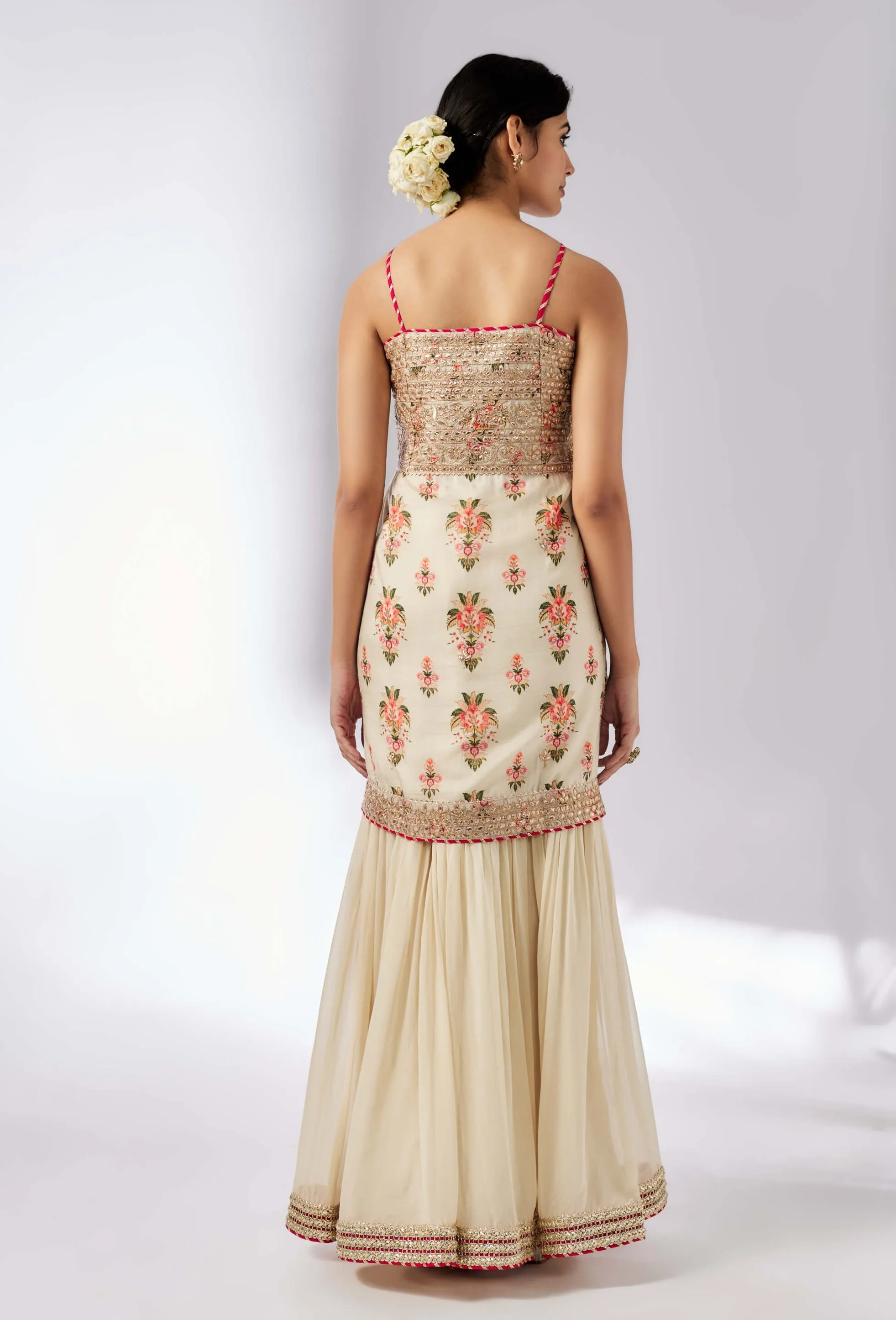 Chhaya ivory strappy sharara set