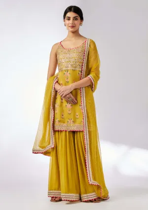 Chhaya mustard strappy sharara set