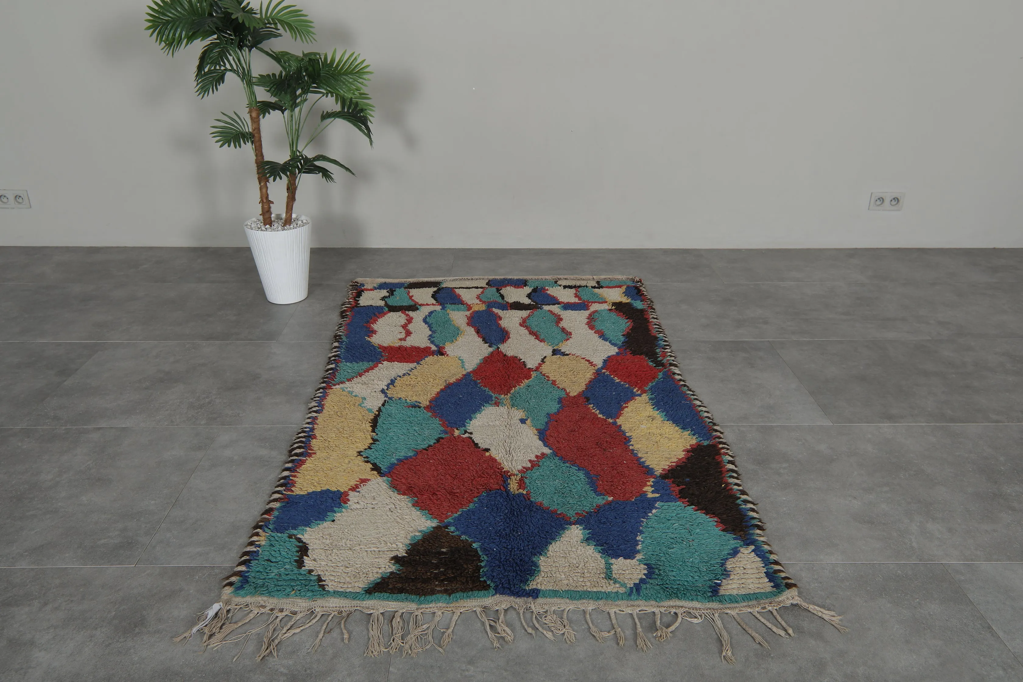 Colorful Handmade Moroccan Berber Rug 3.8 X 6.5 FT – Vibrant & Unique