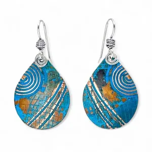 Copper Blue Patina and Sterling Earrings