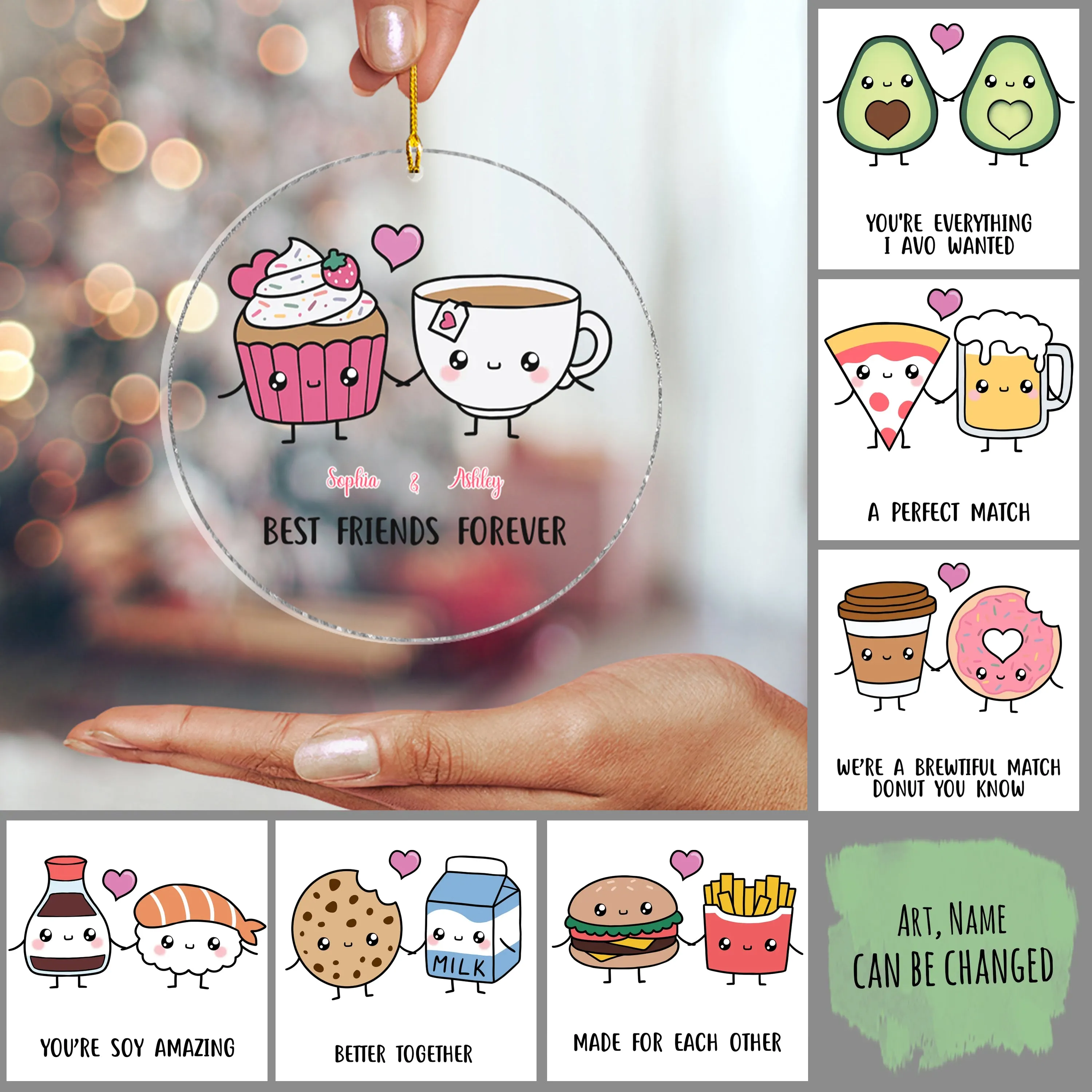 Couple Funny - Food & Drink Couple - A Perfect Match - Personalized Acrylic Ornament